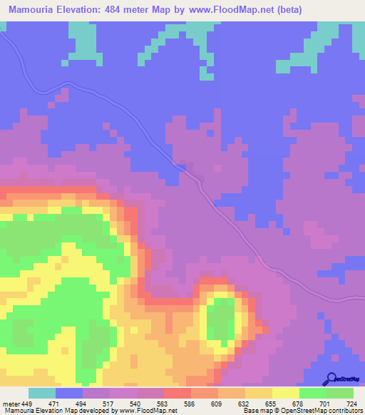 Mamouria,Guinea Elevation Map