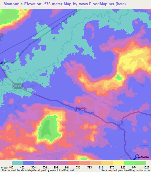 Mamounie,Guinea Elevation Map