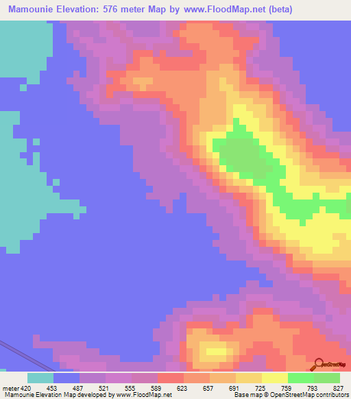 Mamounie,Guinea Elevation Map