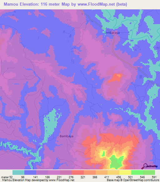 Mamou,Guinea Elevation Map