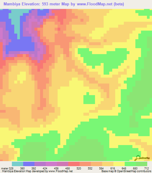 Mambiya,Guinea Elevation Map