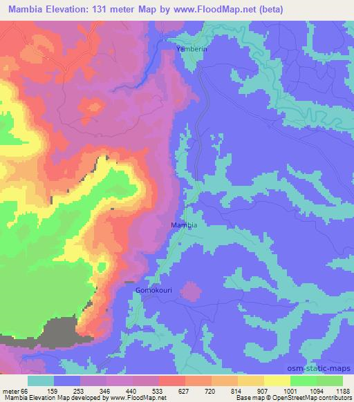 Mambia,Guinea Elevation Map