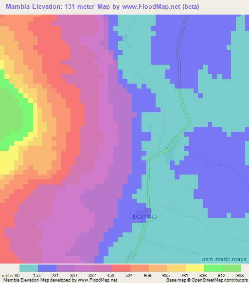 Mambia,Guinea Elevation Map