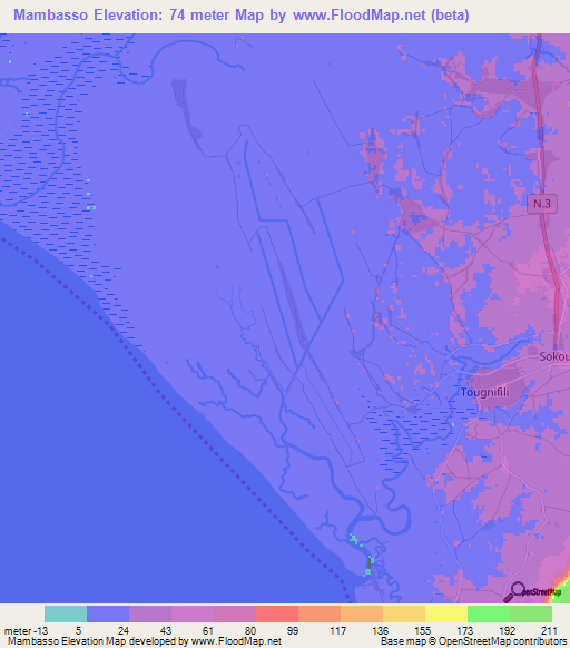 Mambasso,Guinea Elevation Map