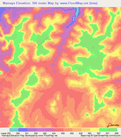 Mamaya,Guinea Elevation Map