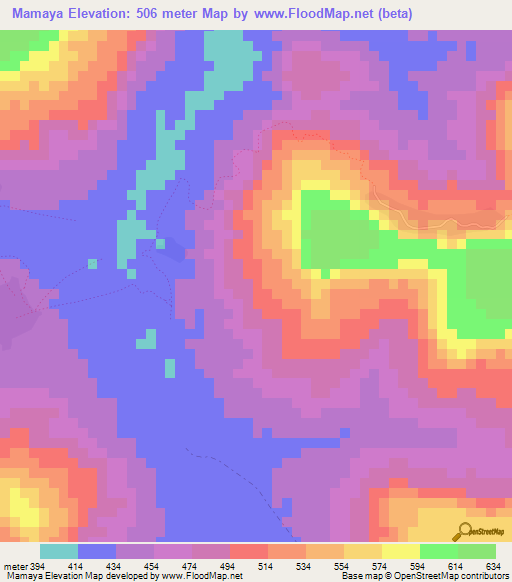 Mamaya,Guinea Elevation Map