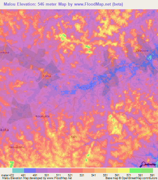 Malou,Guinea Elevation Map