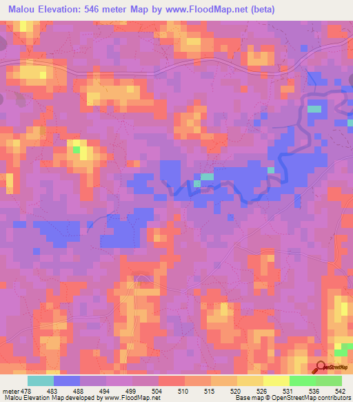 Malou,Guinea Elevation Map