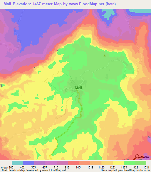 Mali,Guinea Elevation Map