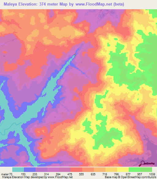 Maleya,Guinea Elevation Map