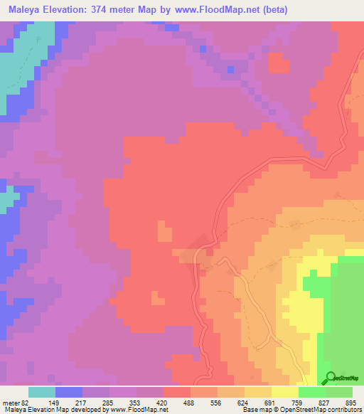 Maleya,Guinea Elevation Map