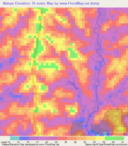 Maleya,Guinea Elevation Map