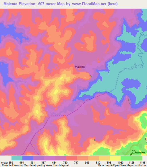 Malenta,Guinea Elevation Map