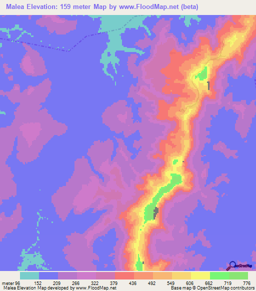 Malea,Guinea Elevation Map