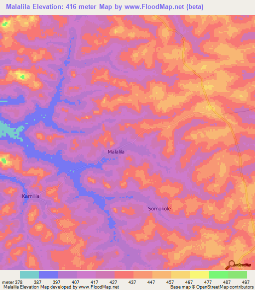 Malalila,Guinea Elevation Map