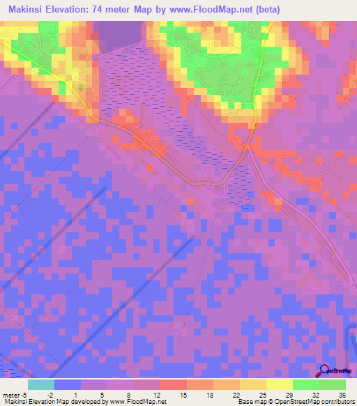 Makinsi,Guinea Elevation Map