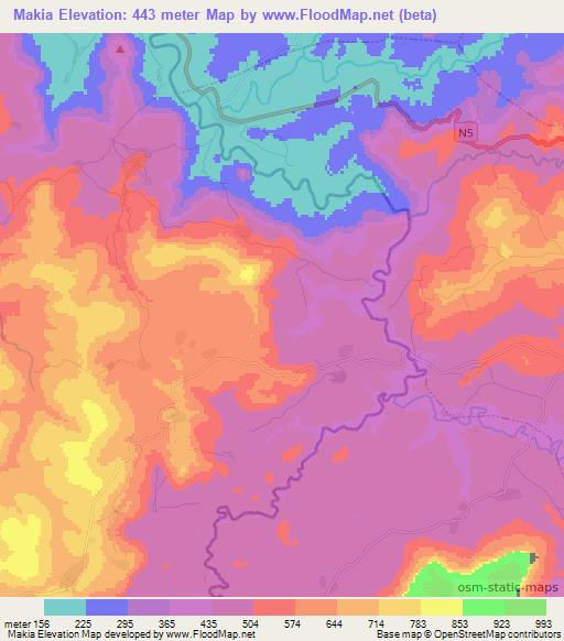 Makia,Guinea Elevation Map