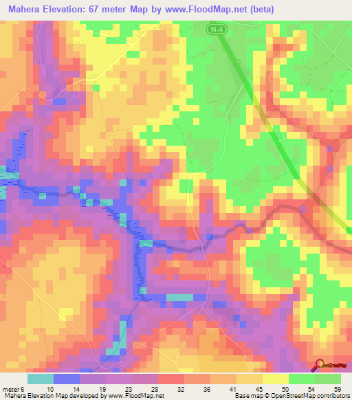 Mahera,Guinea Elevation Map