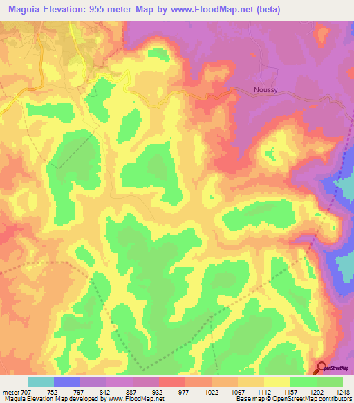 Maguia,Guinea Elevation Map