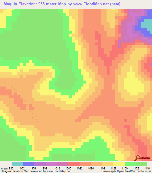 Maguia,Guinea Elevation Map