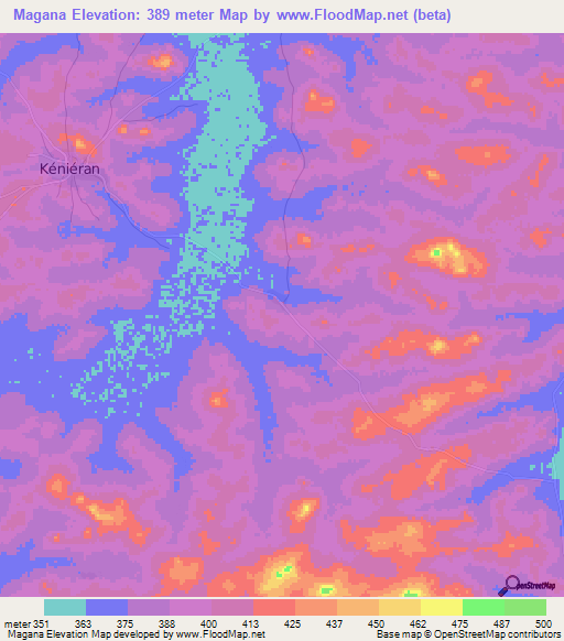 Magana,Guinea Elevation Map