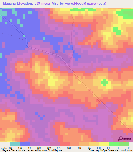 Magana,Guinea Elevation Map