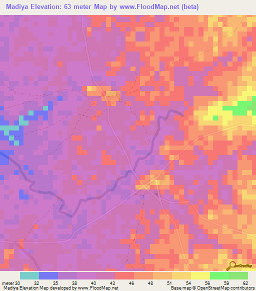 Madiya,Guinea Elevation Map