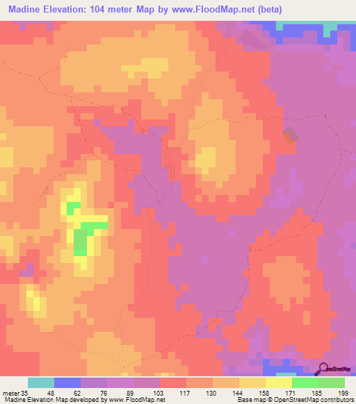 Madine,Guinea Elevation Map