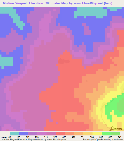 Madina Singueti,Guinea Elevation Map