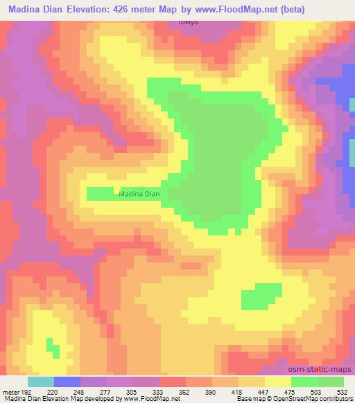 Madina Dian,Guinea Elevation Map