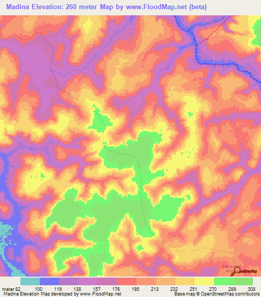 Madina,Guinea Elevation Map