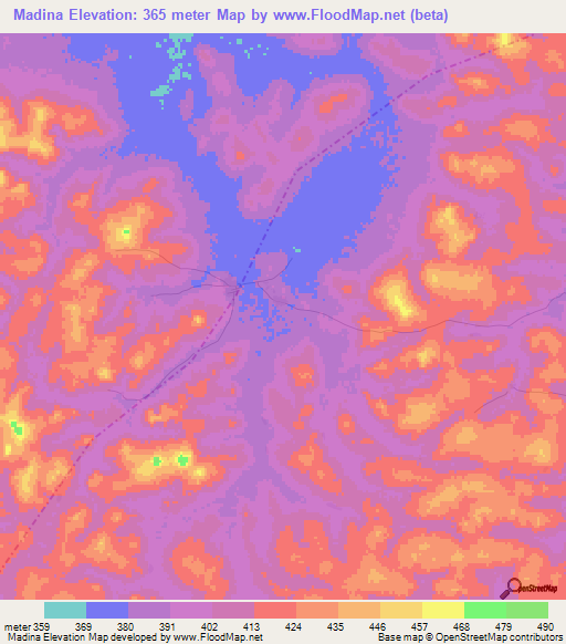 Madina,Guinea Elevation Map