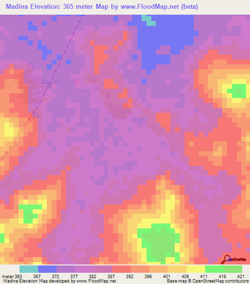 Madina,Guinea Elevation Map