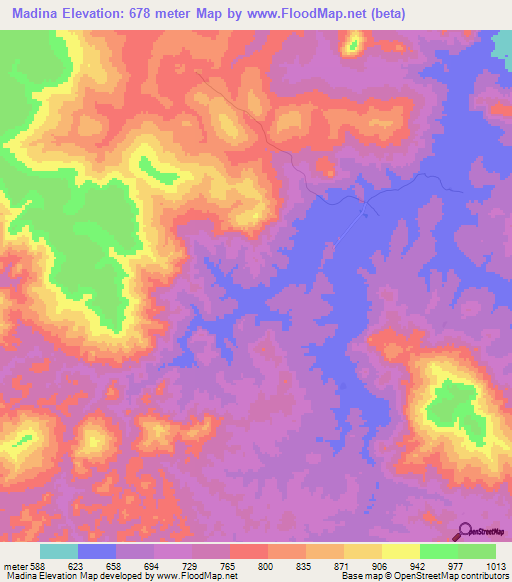 Madina,Guinea Elevation Map