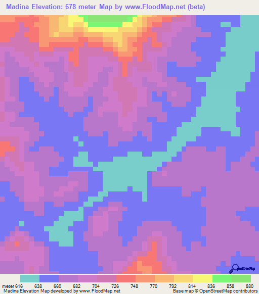 Madina,Guinea Elevation Map