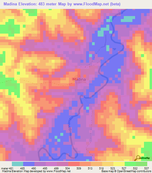 Madina,Guinea Elevation Map