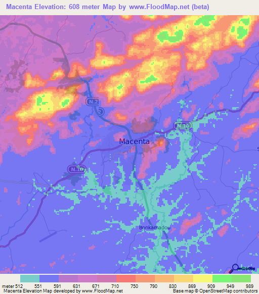 Macenta,Guinea Elevation Map