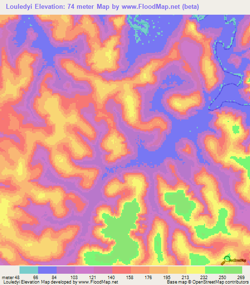 Louledyi,Guinea Elevation Map