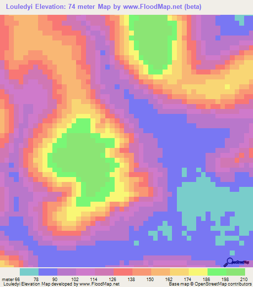 Louledyi,Guinea Elevation Map