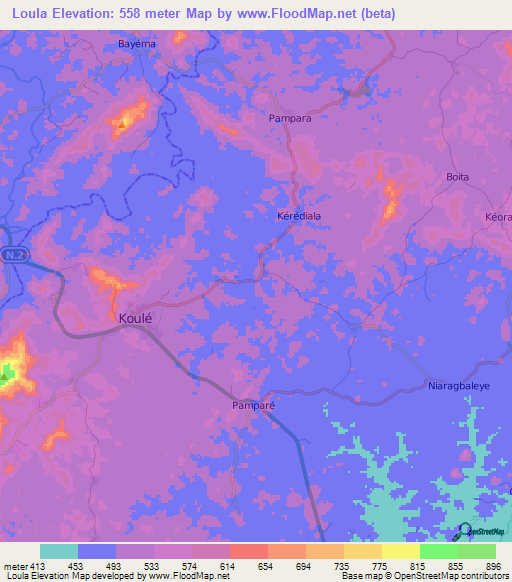 Loula,Guinea Elevation Map