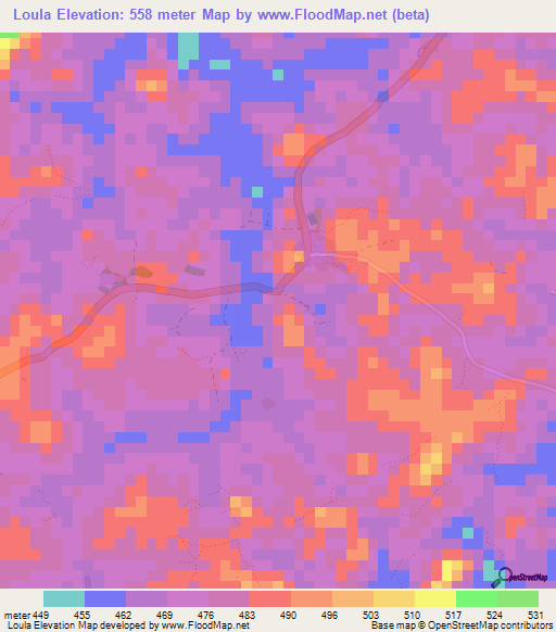 Loula,Guinea Elevation Map