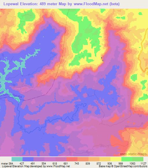 Lopewal,Guinea Elevation Map