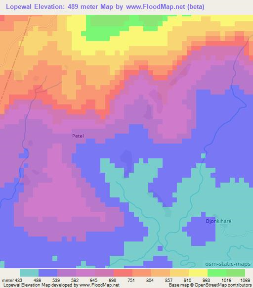 Lopewal,Guinea Elevation Map