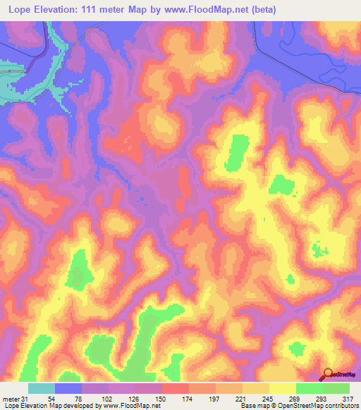 Lope,Guinea Elevation Map