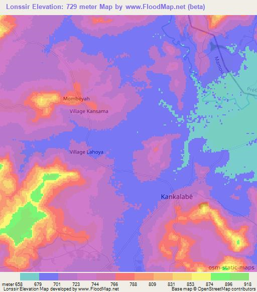 Lonssir,Guinea Elevation Map