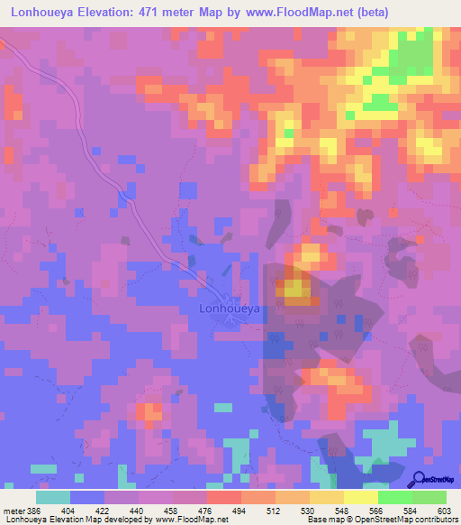 Lonhoueya,Guinea Elevation Map