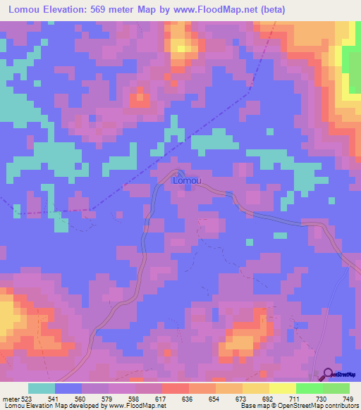 Lomou,Guinea Elevation Map