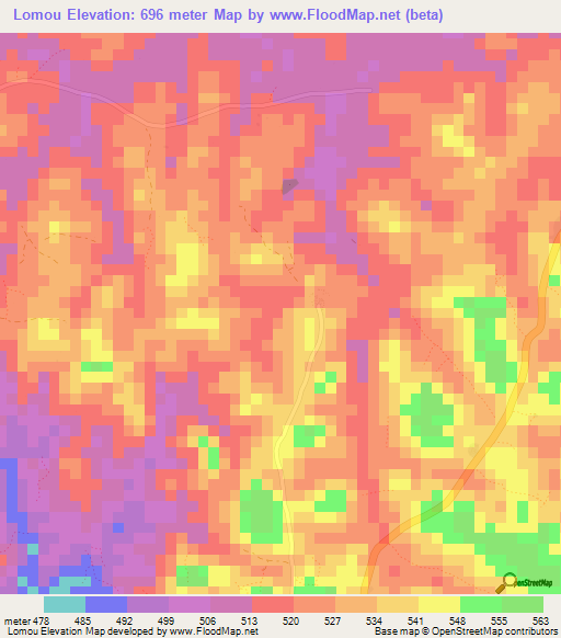 Lomou,Guinea Elevation Map