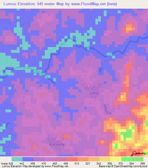 Lomou,Guinea Elevation Map