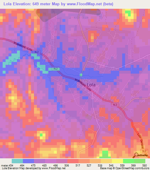 Lola,Guinea Elevation Map